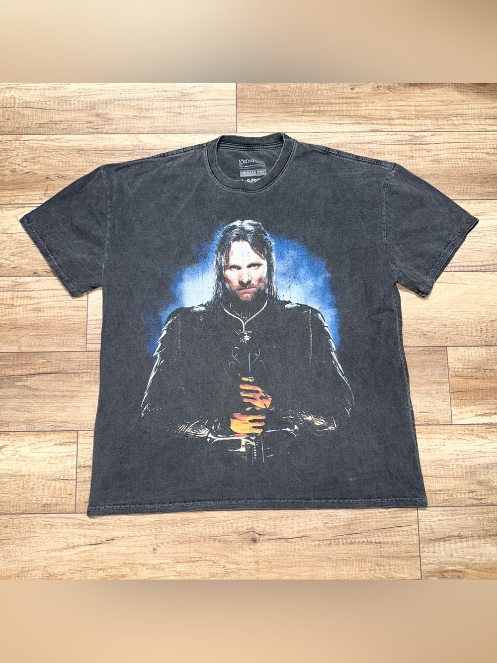 Lord Of The Rings American Thrift Acid Washed Aragorn Oversized T Shirt Adult L
